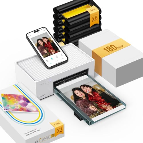 Liene M100 4x6'' Photo Printer Bundle (180 pcs +5 Ink Cartridges), Wi-Fi Picture
