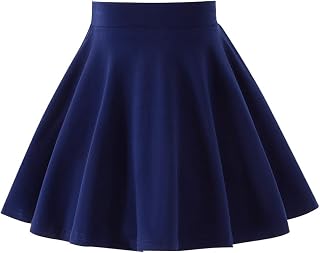 Girls Skater Skirt Elastic Waist Flared A-Line Cotton School Skirt