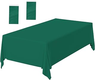 Pack of 2 Plastic Tablecloths Disposable Dark Green Rectangle Party Baby Shower Wedding Birthday Disposable Table Cloth