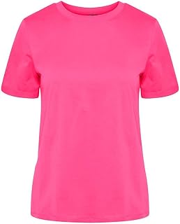Pieces Pcria SS Fold Up Solid Tee Noos BC Women's T-Shirt (Pack of 1)