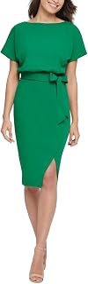 Kensie Women's Short Sleeve Tie Waist Midi Dress