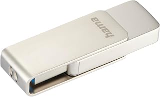 Hama USB Stick, 256 GB, USB 3.0 (Memory Stick, Data Storage, USB A, Small, Ultra Fast, 100 MB/s, Rotating Mechanism, Eyelet for Use as a Key Chain) Silver