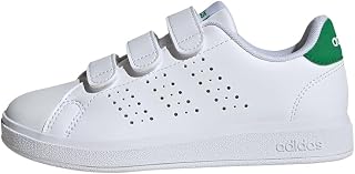 adidas Unisex - Children and Youth Advantage Base 2.0 Children Shoes, Cloud White/Cloud White/Green, 31 EU - UK 12