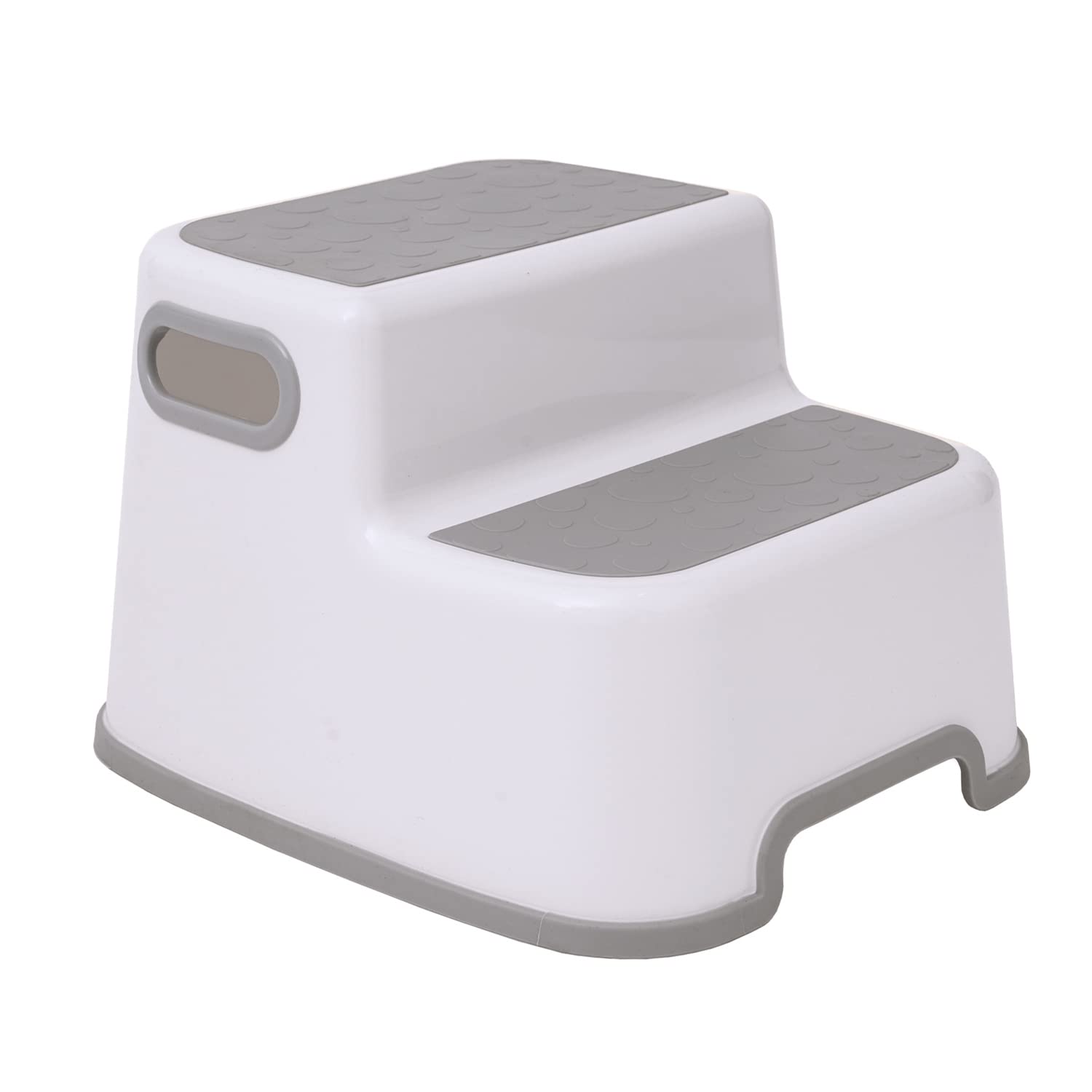Straame Kids Double Step Stool, Non-Slip Toddler Toilet Stool, White & Grey | 10