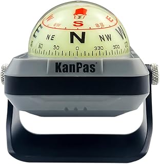 KanPas V-39-L Dashboard Ball Compass for Car with Double Dials Luminous Capsule Adjustable Holder