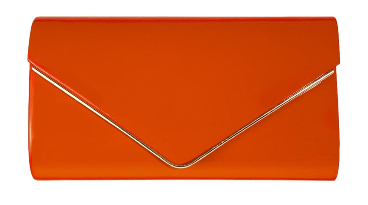 Patent Leather Envelope Clutch Purse Shiny Shoulder Bag Candy Chain Evening Bag 