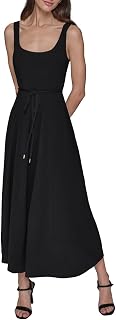 KARL LAGERFELD Womens Sleeveless Scoop Neck Rope Belt A-line Maxi DressDress