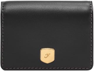 Fossil Lennox Leather or Polyester Wallet for Women, 10.16cmL×2.54cmW×8.89cmH, Charcoal Black