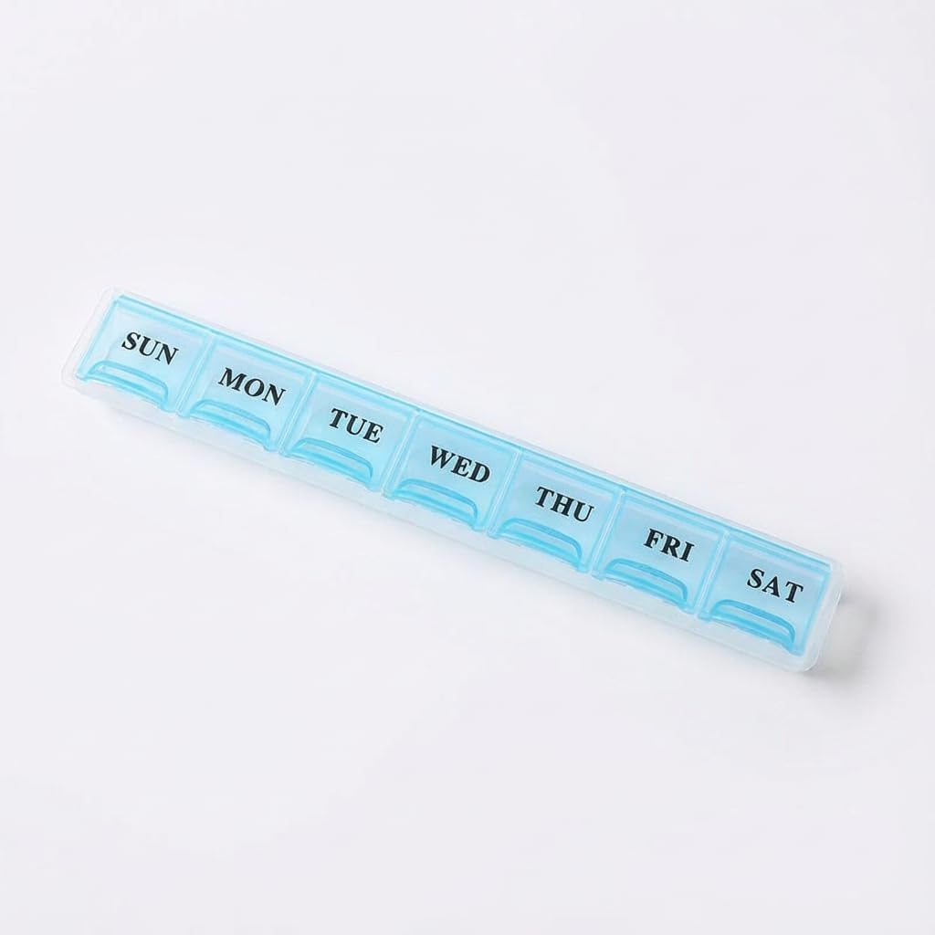 1 Row 7 Compartment Pill Organizer, Daily Medicine Box, Travel Pill Case, Simple