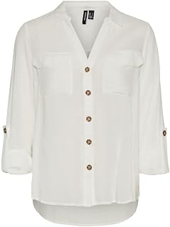 VERO MODA Womens Long Sleeve Shirt Snow White 8