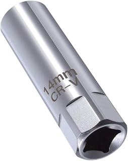 14mm Spark Plug Socket 12 Point Thin Wall Magnetic 3/8" Drive Wrench | Chrome vanadium steel, corrosion-resistant, thin-wall engine heads, magnetic retainer, spark plug removal tool for easy pull