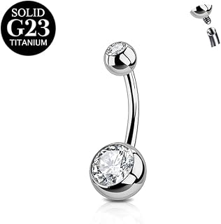AceFun Belly button bars Titanium,6mm 8mm 10mm 12mm 14mm 16mm Belly Button Piercing Silver Gold for Women 1 Piece 14G Solid Titanium belly bar Barbell Jewelry Rings Body Piercing Curved Navel bars