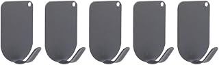 1/5/10pcs Stainless Steel Hooks No Punching No Trace Self Adhesive Strong Storage Rack Bathroom Kitchen Organizer "Grey, 5pcs"