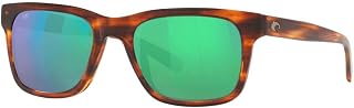 Costa Del Mar メンズ Tybee 長方形サングラス, シャイニーべっ甲/銅グリーン ミラー偏光 580g, 52 mm