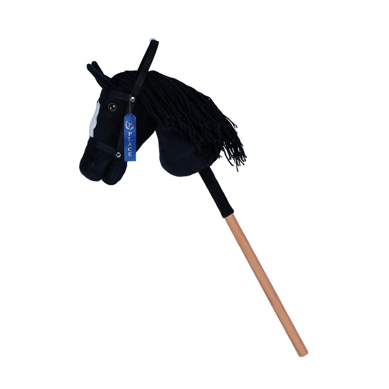 ROCK MY BABY Black Hobby Horse, Plush Stick Horse with Award Ribbon, Age 3+