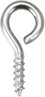 Small Screw Eye Hooks 5/8" Carbon Steel Self Tapping Screws Eye Shaped Ring Hooks Silver Color 50pcs