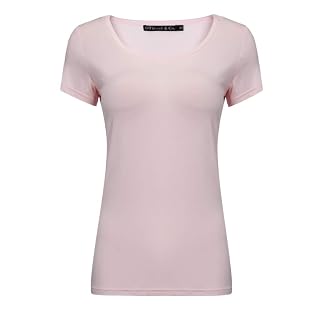 OThread & Co. レディース プレーンベーシックスパンデックス半袖Tシャツ スクープネックTシャツ US サイズ: XL カラー: ピンク