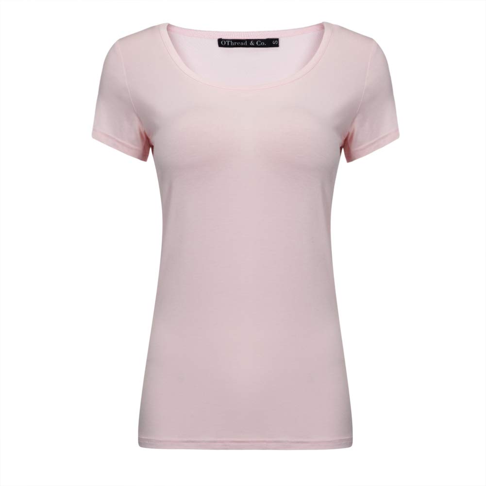 OThread & Co. レディース プレーンベーシックスパンデックス半袖Tシャツ スクープネックTシャツ US サイズ: XL カラー: ピンク