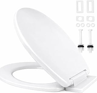 Ram® White Soft Close Toilet Seat with Quick Release for Easy Clean Loo Toilet Seat with Adjustable Hinges Standard O Shape Toilet Seat