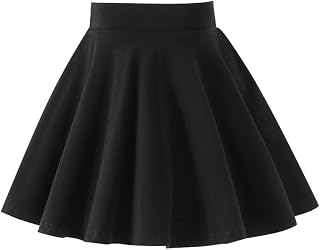 Girls Skater Skirt Elastic Waist Flared A-Line Cotton School Skirt