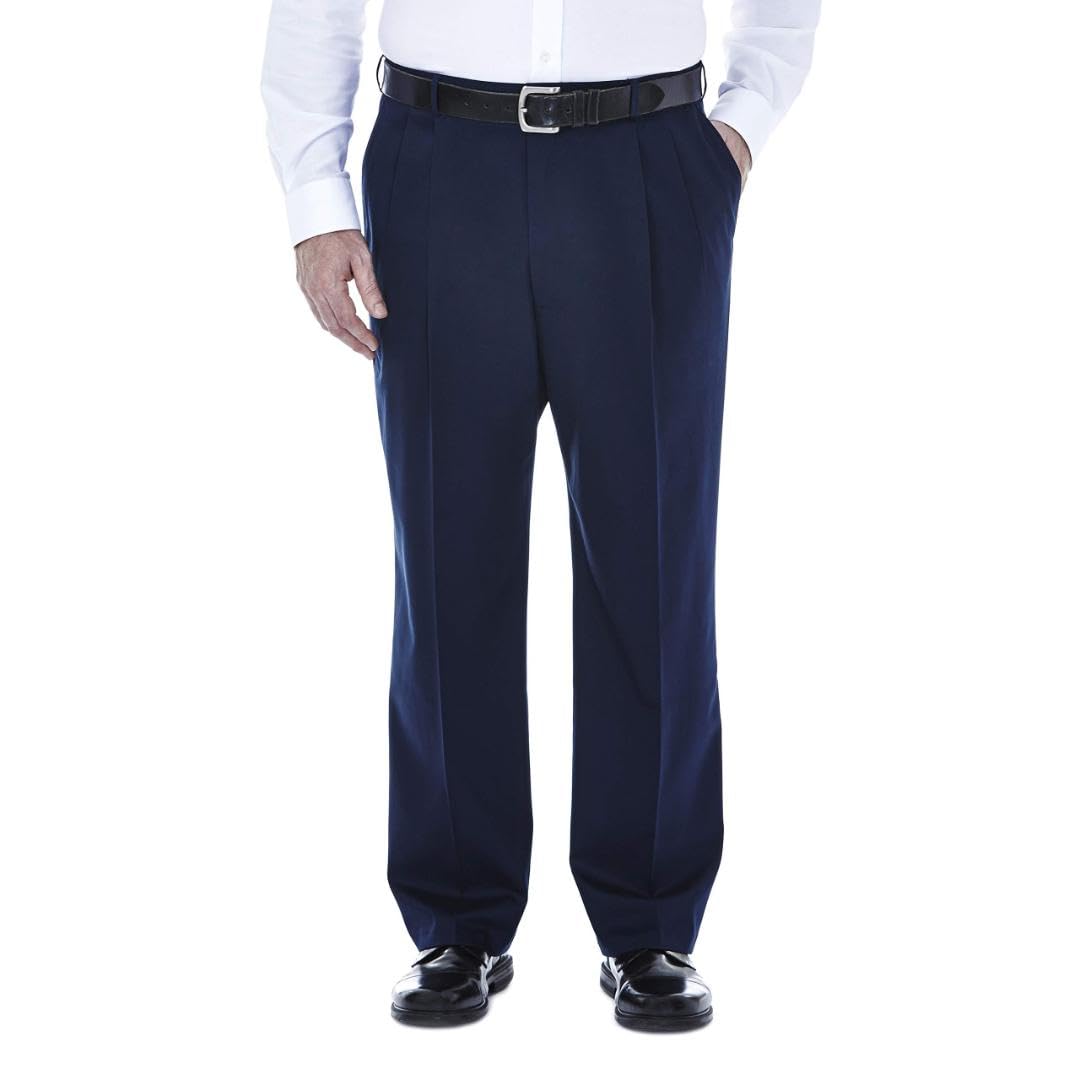 Haggar Men’s Big & Tall Classic Fit Premium No Iron Khaki Pleated Pant