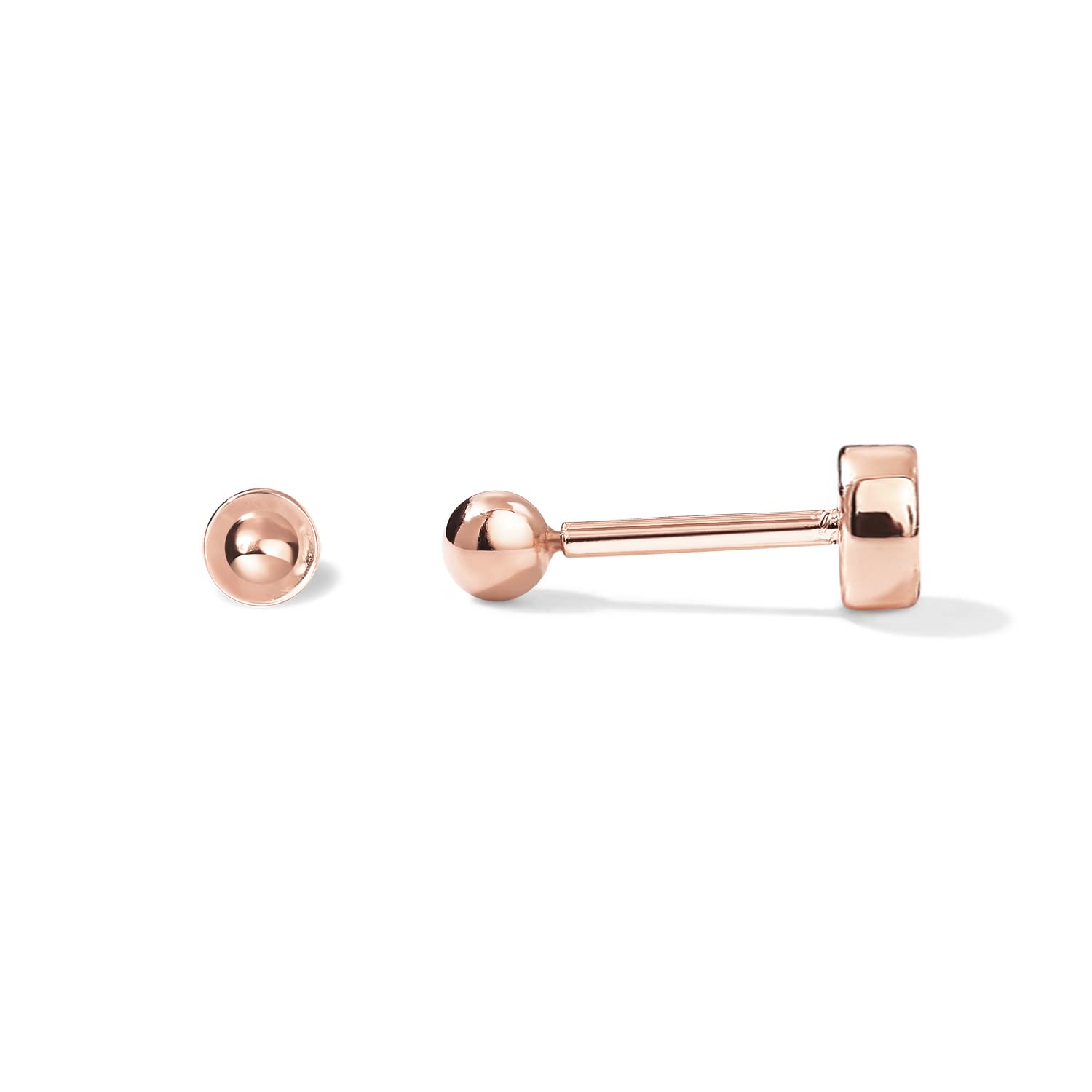 PAVOI Ball Stud Earrings for Women, 925 Silver, 14K Gold Plated, Rose Gold