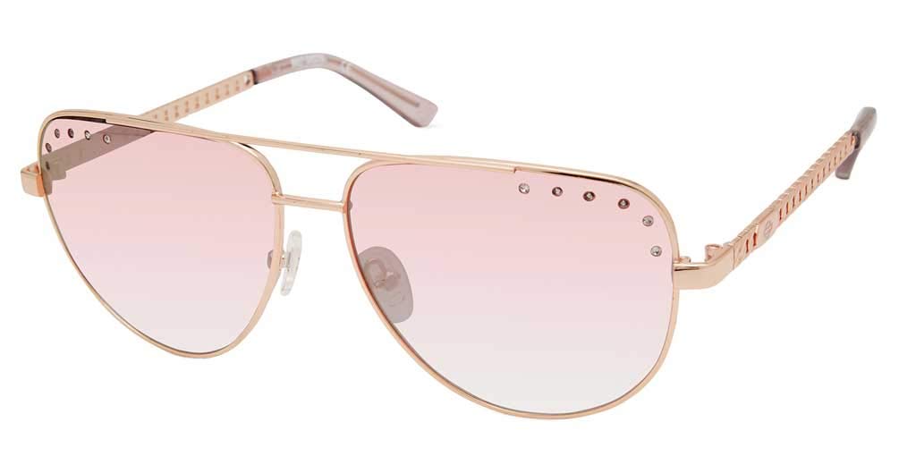 Harley-Davidson Women's Aviator Sunglasses Rose Gold Mirror