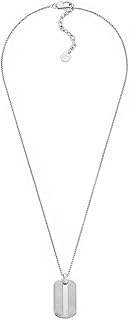 Fossil Men's Stainless Steel Dog Tag Necklace with Lobster Clasp
