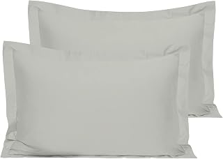 Pizuna Cotton Percale Oxford King Size Pillowcases 2 Pack Silver 50x90cm, 100% Long Staple Combed Cotton Pillow Cover, Percale Weave King Pillow Cases (Cotton Pillow Cases 2 Pack)