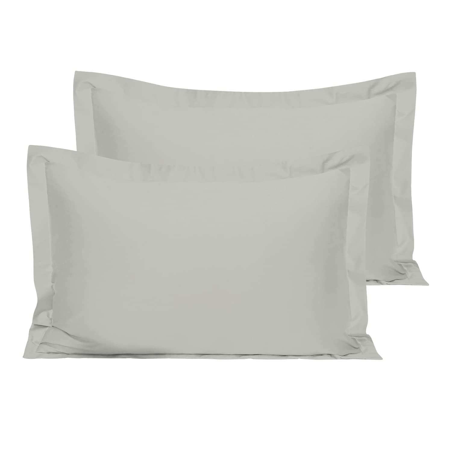 Pizuna Cotton Percale Oxford King Size Pillowcases 2 Pack Silver 50x90cm, 100% L