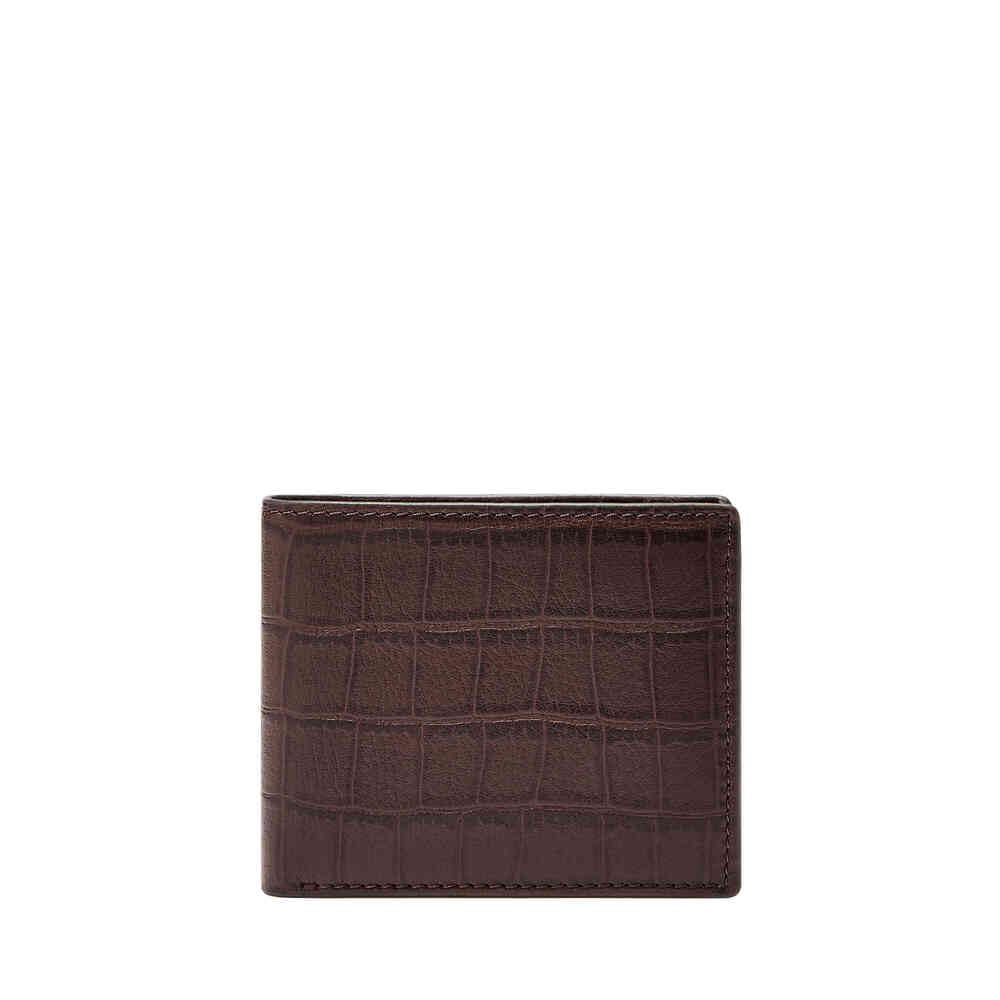 Fossil - Derrick RFID wallet size 5 in, Mulberry Brown