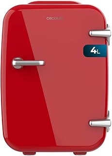 Cecotec Mini Nevera Bolero MiniCooling 4L Habana Red, Funcionamiento 12V-220V, Compatible coche y caravanas, Función enfriamiento y calentamiento, Rango temperatura 5-65º, Transporte fácil