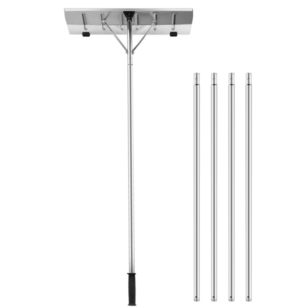 20FT Extendable Aluminum Snow Roof Rake, 26-inch Large Blade Snow Shovel,5-Secti
