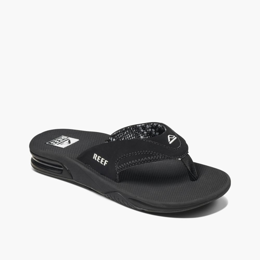 Reef Fanning Women's Synthetic Toe Sandals, Black/White