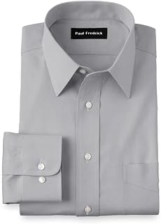 Paul Fredrick Men's Non-Iron 2-ply Cotton Straight Collar Dress Shirt
