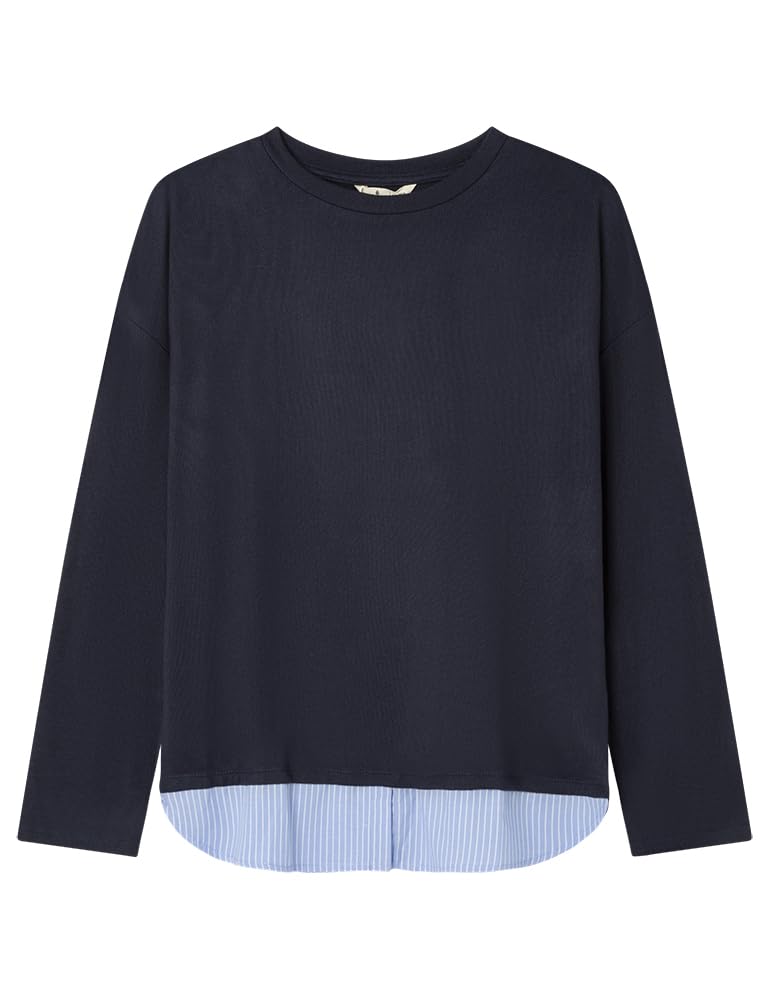 Springfield Double Fabric Long Sleeve T-Shirt with Poplin Piece At Hem Camiseta 