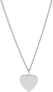 Fossil Collana da donna in acciaio inossidabile con chiusura a moschettone e ciondolo a forma di cuore, tonalità argento