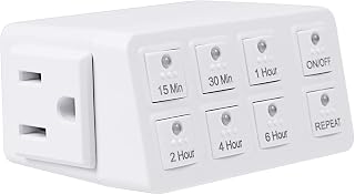 BN-LINK Indoor Countdown Timer with Repeat Function, 3-Prong Outlet Timer | Heavy Duty Accurate Compact Size for Charger Vacation Security, 15A/1875W 1⁄2 HP ETL Listed