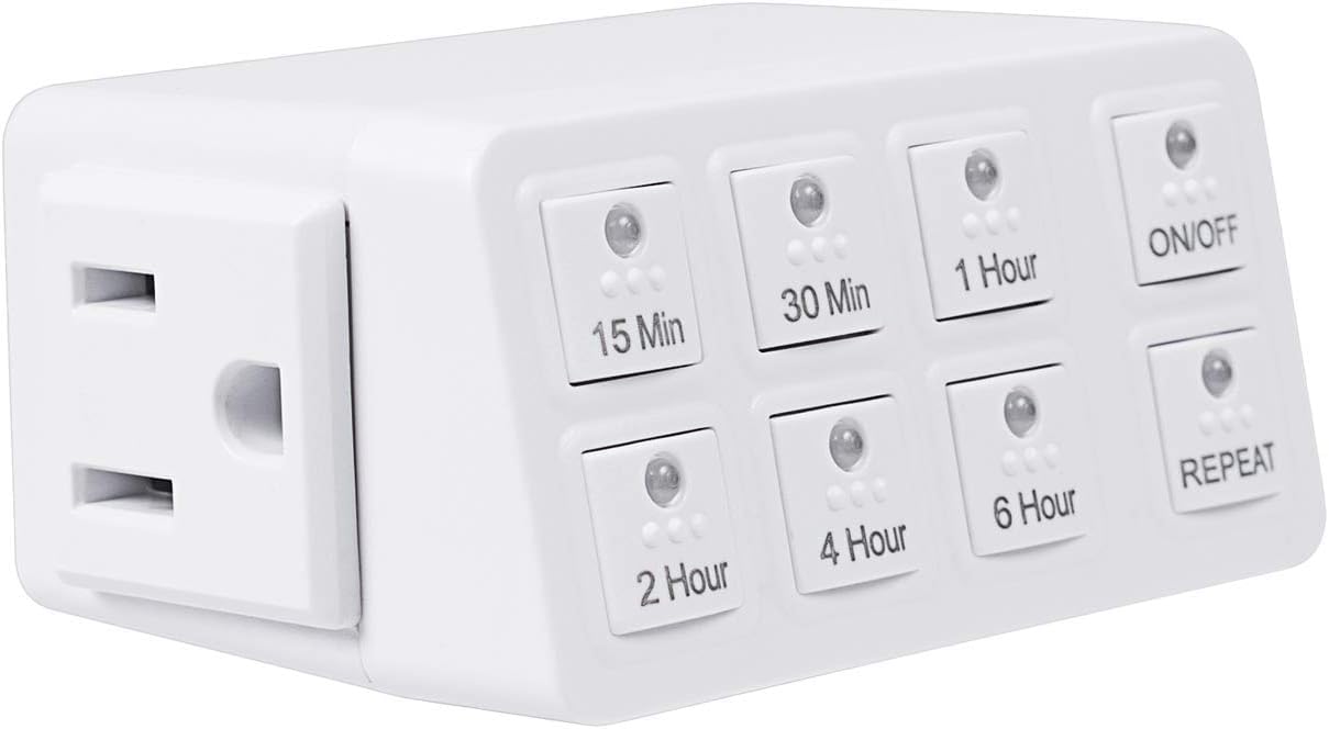 BN-LINK Indoor Countdown Timer with Repeat Function, 3-Prong Outlet Timer | Heav