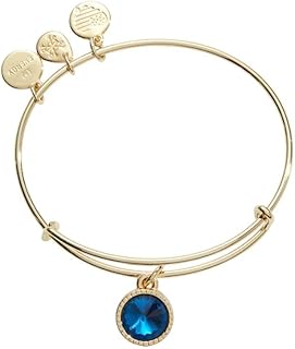 Alex and Ani Birthstones Expandable Bangle for Women, Birthday Crystal Charms, Shiny Finish, 2 to 3.5 in