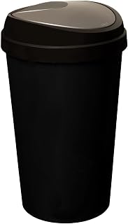 Spectraplast® 50L Top Touch Kitchen Bin Large Indoor Rubbish Bin with Coloured Lids (Black, Blue, Red, Silver, Green, Yellow) – Hands-Free Waste Disposal for Kitchen, Home, Office & Recycling (SILVER)