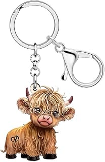 Cute Highland Cow Keychain Accessories Western Gifts for Women Girls