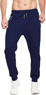 ZOXOZ Mens Joggers Tracksuit Bottoms Men with Zipped Pockets Cotton Elasticated Waist