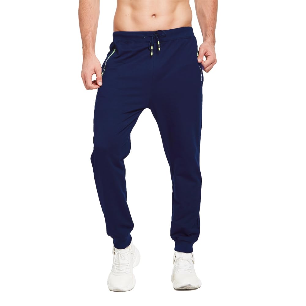 ZOXOZ Mens Joggers Tracksuit Bottoms Men with Zipped Pockets Cotton Elasticated 