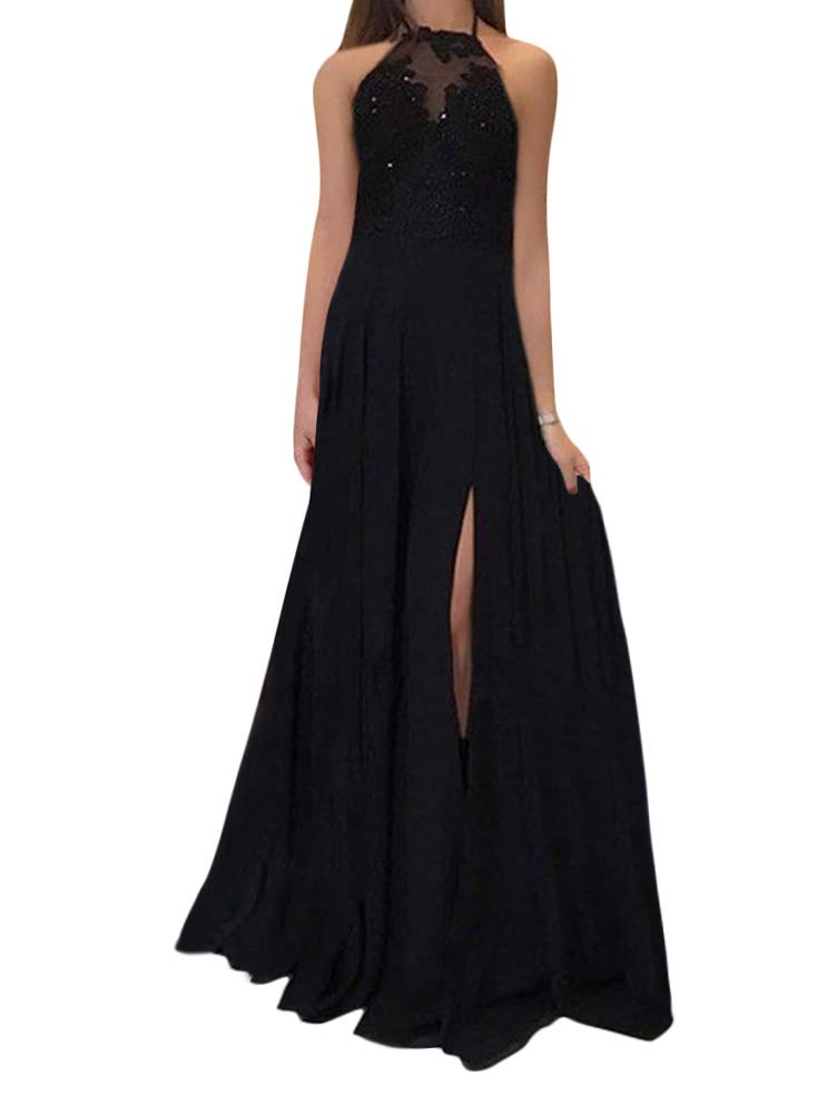 Onsoyours Women's Retro Lace Sleeveless Chiffon Dress, Fashion Plain Wrap Dress,