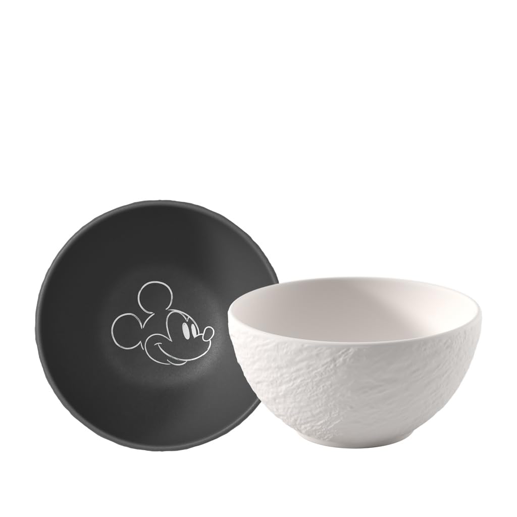 Villeroy & Boch Manufacture Rock - Mickey Mouse - 2 Piece Cereal Bowl, Black/Whi