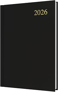 Collins - Essential - 2026 12 Month Calendar Year Planner, Day-To-Page Diary, A5 Hard Cover - Black (ESSA51.99-26)