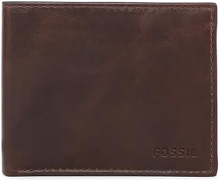 Fossil Derrick Men's Wallet, Dark Brown Leather Wallet 4.50" Length x 0.75" Width x 3.50" Height ML3681201