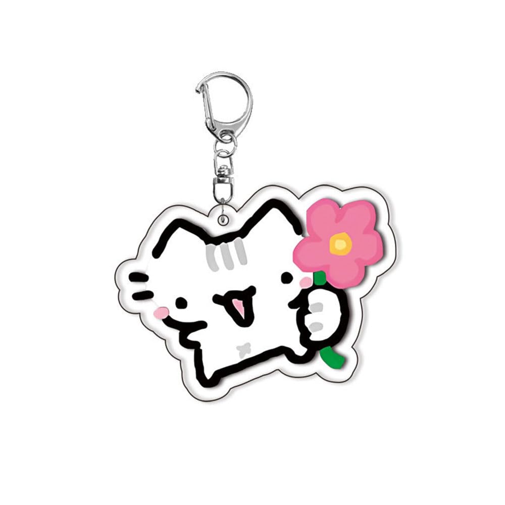 Little Cat Acylic Keychains Strawberry Kitten Keyring For Accessories Bag Key Ch