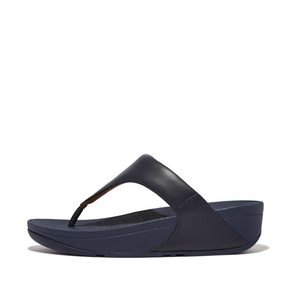 Fitflop Lulu Leather Toepost, Platform Sandals Women, Black, 36 EU
